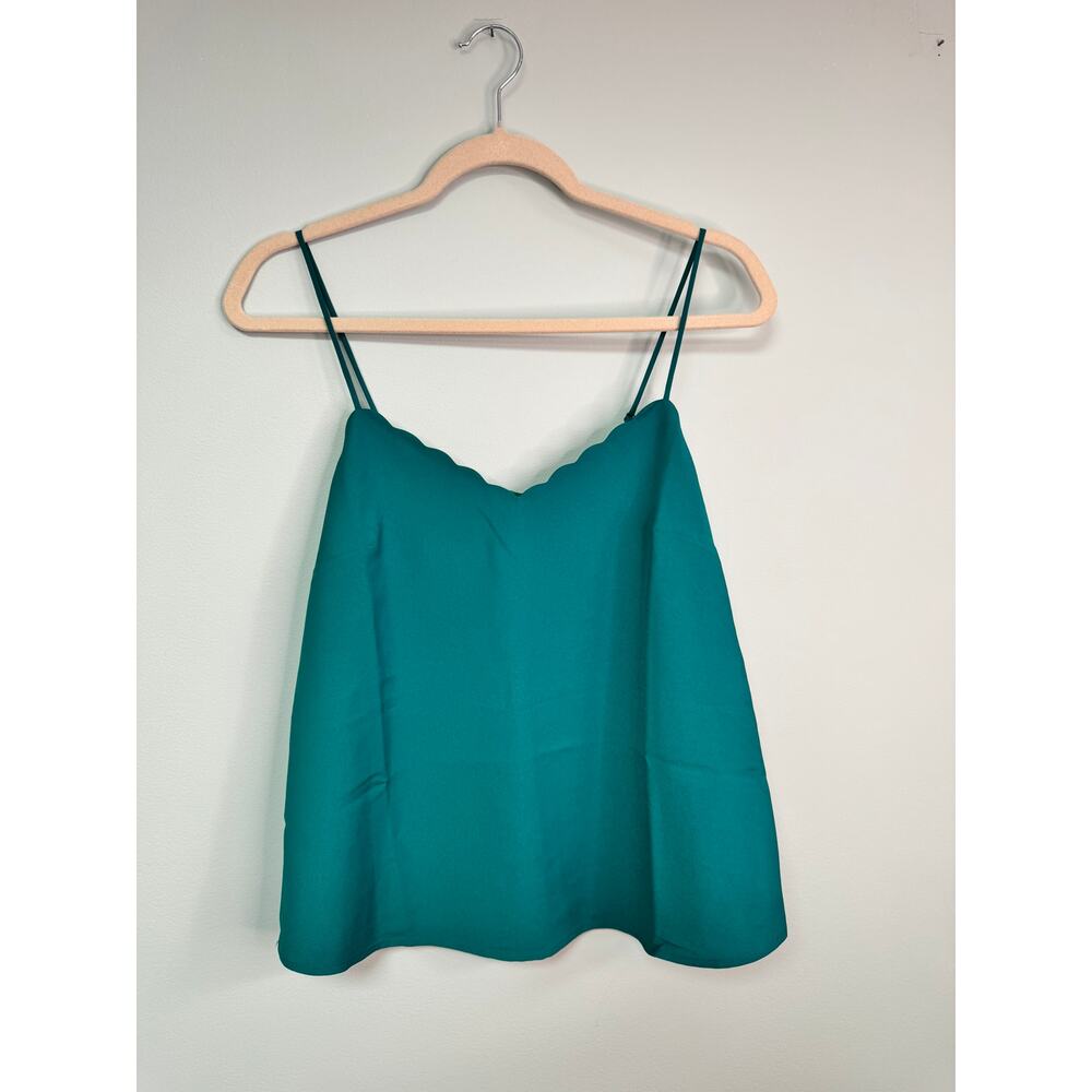 NWT! J.Crew Scalloped Trim Tank With Adjustable Straps - Green - Size 6